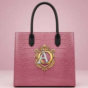 Elegant Pink Crocodile Embossed Tote Bag